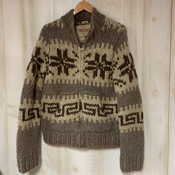 Abercrombie & Fitch Other - VTG Abercrombie Brown Fair Isle Zip Front Sweater